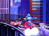 Mega Man mit Rush über Tokio